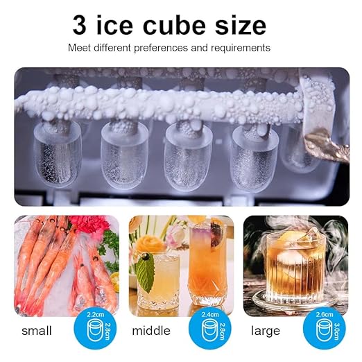 Countertop Ice Maker and Freezer, Nugget Ice Machine & Crushed Ice Maker Countertop for Home Office Bar Party, Portable | 26.5LBS/24H | Self-Cleaning