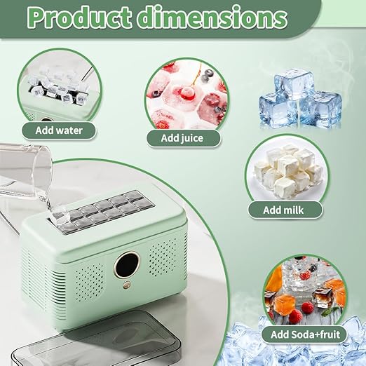 Countertop Ice Maker Machine, Portable Ice Machine with Self-Cleaning, Makes 12 Quickly, Quiet & Compact Ice Maker