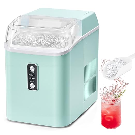 OLIXIS Nugget Ice Maker Countertop, Portable Ice Machine with 1.7L Water Tank, 26LBS/24H Fast Production, Auto-Cleaning & Quiet Operation, with Basket & Scoop