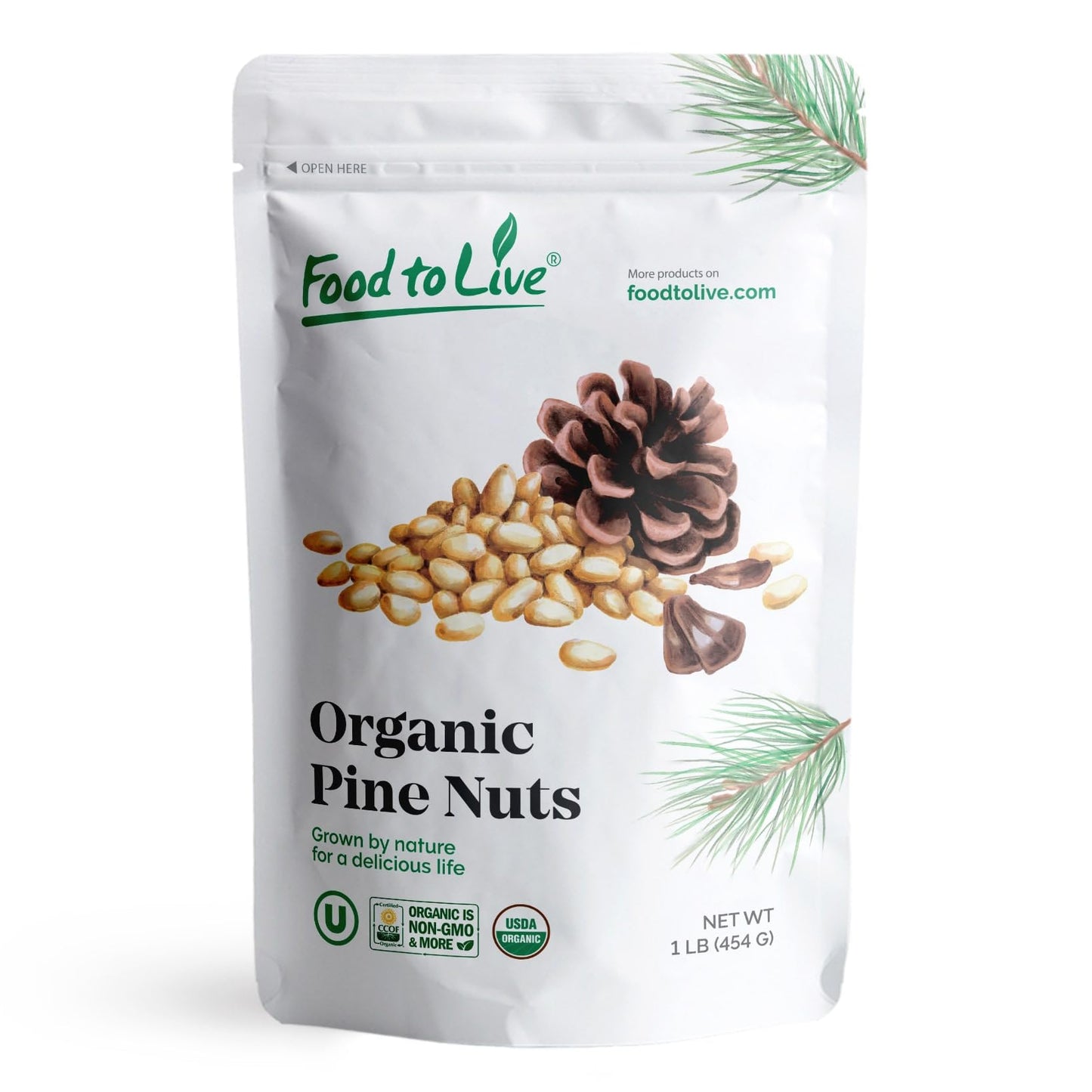 Food to Live Organic Pine Nuts, 18 Pounds – Non-GMO, Whole Raw Pignolias, Unsalted, No Shell, Vegan, Kosher, Bulk Snack. Rich in Vitamin E, Protein. Great for Pesto, Salads, Homemade Desserts