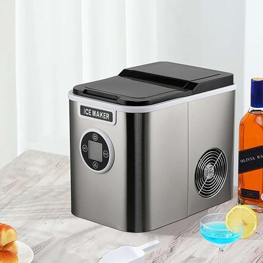 Countertop Ice Maker and Freezer, Nugget Ice Machine & Crushed Ice Maker Countertop for Home Office Bar Party, Portable | 26.5LBS/24H | Self-Cleaning