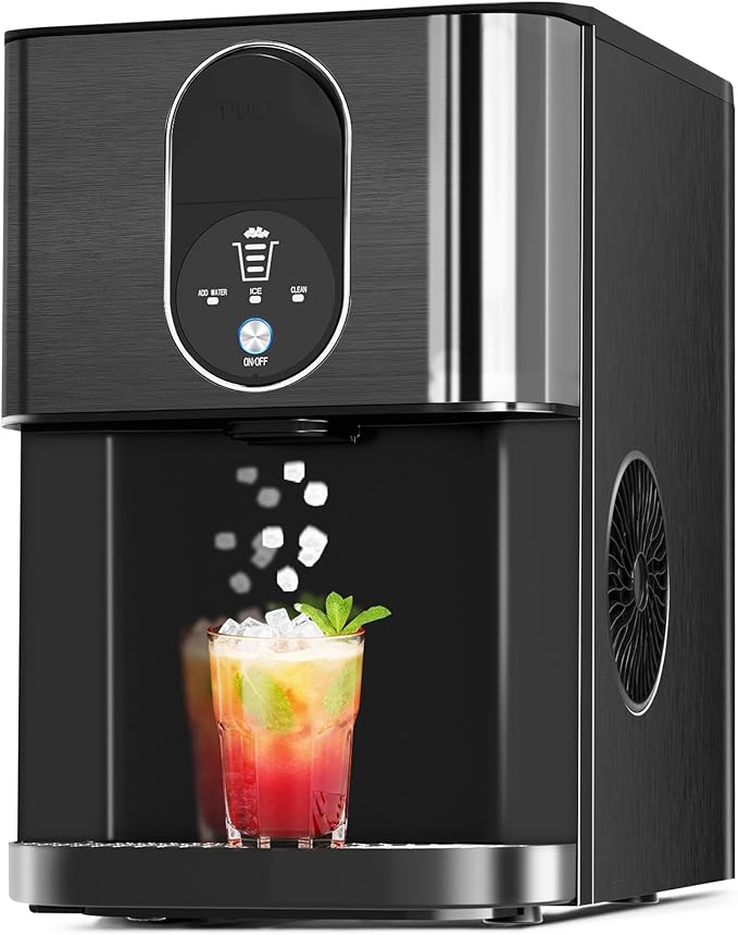 Cowsar Nugget Ice Maker Countertop, 44lbs/24H Soft Chewable Pellet Ice Machine with Dispenser, Self-Cleaning, 2.4L Removable Water Tank, One-Click Operation