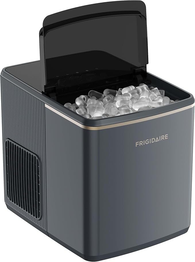 Frigidaire, Countertop Ice Maker, 26 lbs per Day – Fast Bullet Ice Making Machine with Touch Display, 9 Pieces in 7–15 Minutes, Portable Ice Machine for Home Kitchen