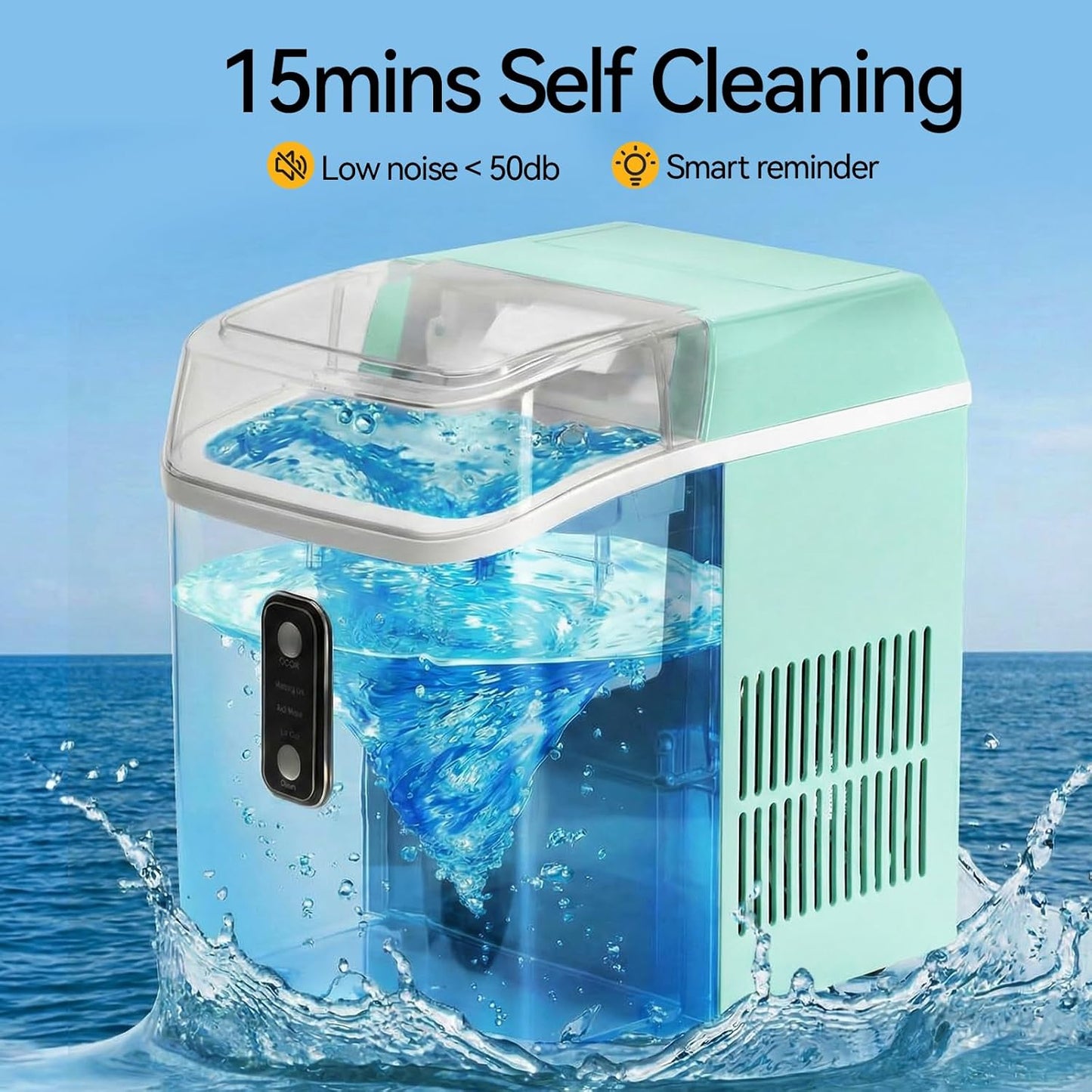 Nugget Ice Maker Countertop, Portable Ice Makers Machine with Removable Basket and Scoop, Self-Cleaning, Quiet, 6-Min Ready