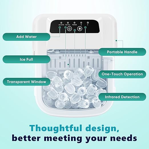 OLIXIS Countertop Ice Maker with Self-Cleaning, Portable Ice Maker Machine with Ice Scoop