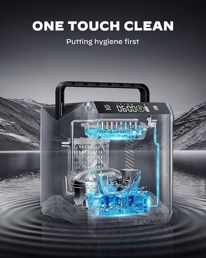 Silonn Battery-Powered Ice Maker with 4-Power, RV Ice Maker Countertop 12V/24V Car Charger 100-240V AC Solar-Ready, Portable Ice Machine