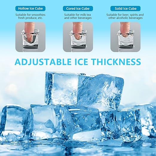 Ice Maker Countertop, 2 Ways to Add Water, 33lbs/24Hrs, 24 Pcs Ready in 13 Mins, Auto-Cleaning Portable Ice Maker with Basket and Scoop