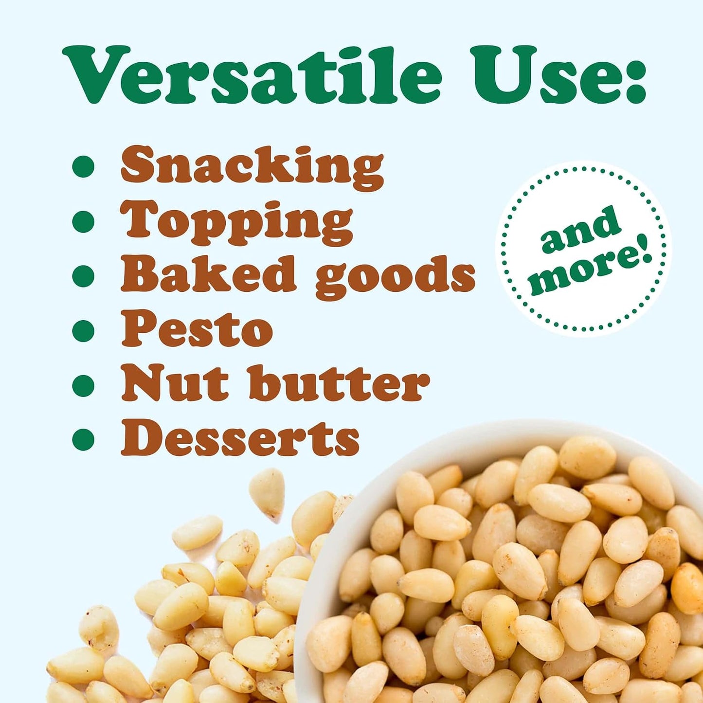 Food to Live Organic Pine Nuts, 18 Pounds – Non-GMO, Whole Raw Pignolias, Unsalted, No Shell, Vegan, Kosher, Bulk Snack. Rich in Vitamin E, Protein. Great for Pesto, Salads, Homemade Desserts