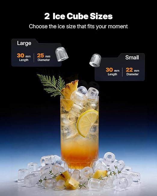 Upstreman Ice Maker Countertop, 9 Bullet Ice Cubes in 6 Mins, Detachable Water Tank, LED Light, Self-Cleaning Portable Ice Machine