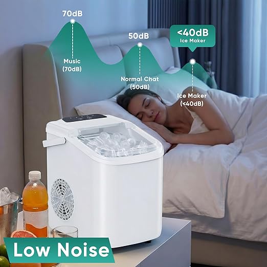 OLIXIS Countertop Ice Maker with Self-Cleaning, Portable Ice Maker Machine with Ice Scoop