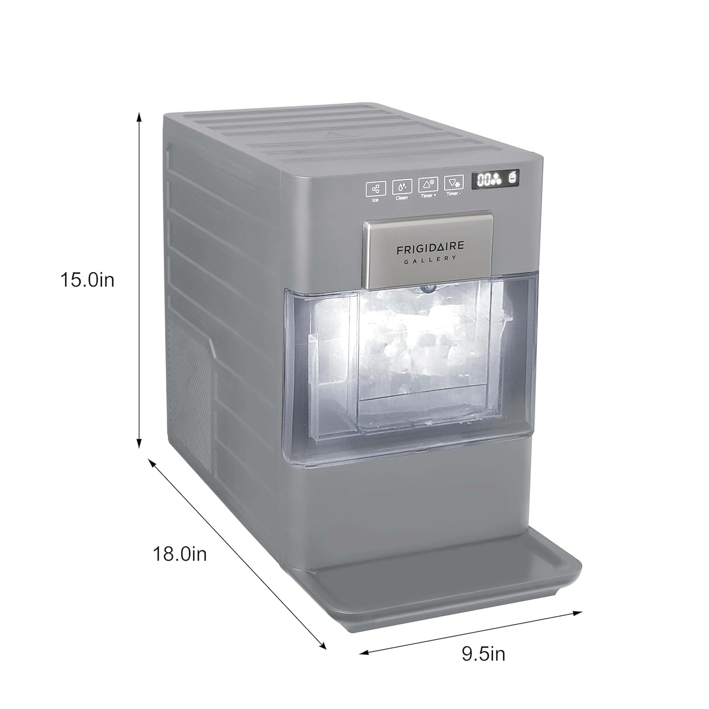 Frigidaire Gallery, Touch Control Large Cube Ice Maker, 22 Lbs Daily Ice Production, Countertop Ice Maker with Self Cleaning, 1.57 Inch Square Ice Cubes, Viewing Window, Manual Fill Water Tank