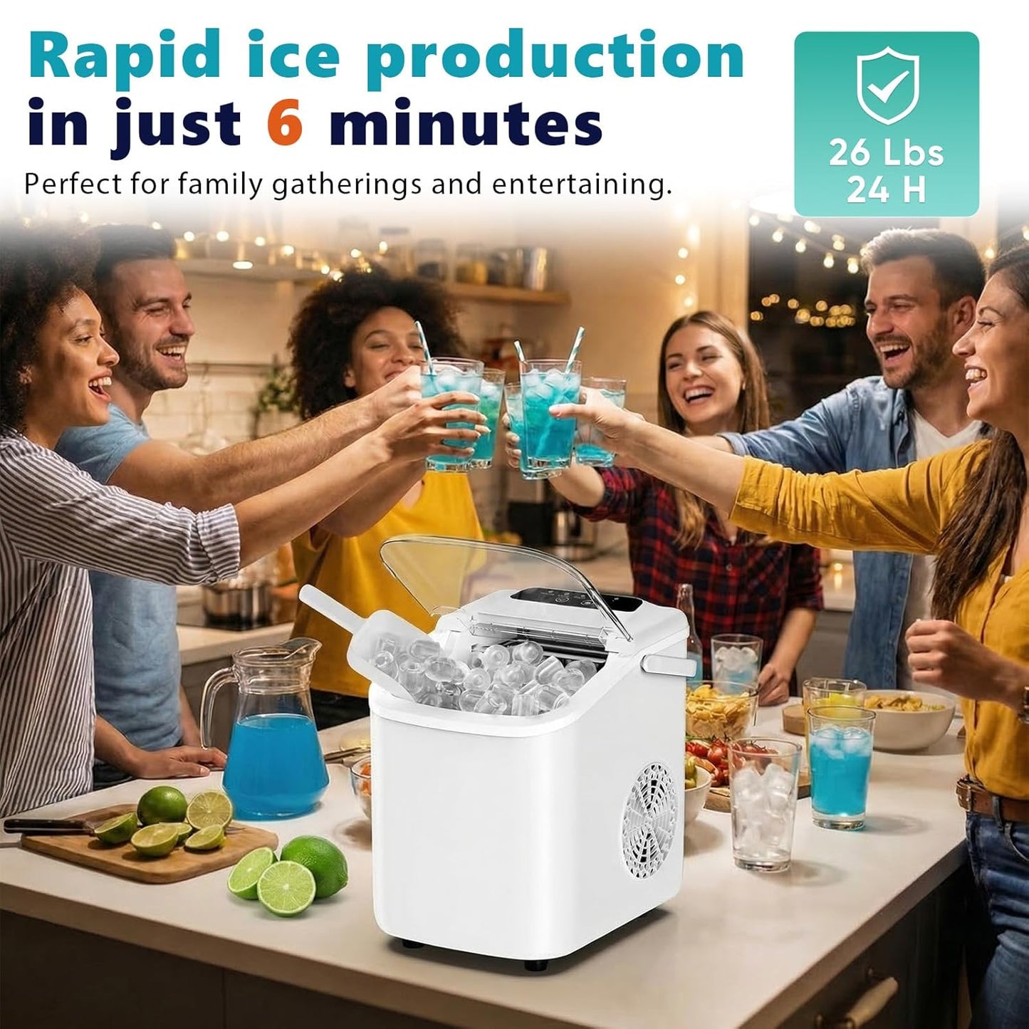 OLIXIS Countertop Ice Maker with Self-Cleaning, Portable Ice Maker Machine with Ice Scoop