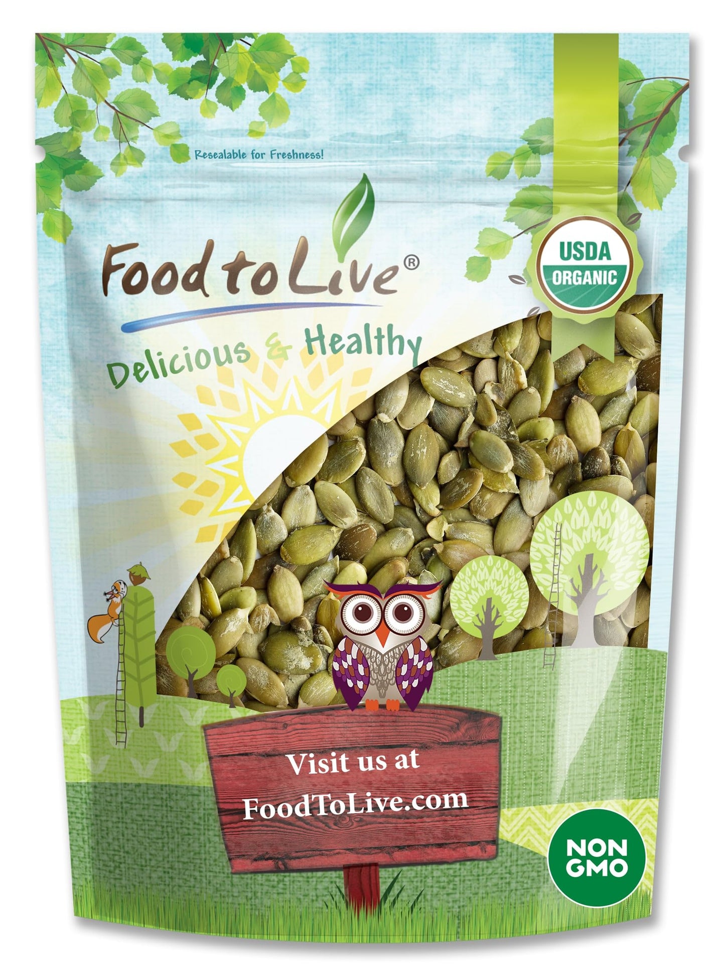 Food to Live Organic Sprouted Pumpkin Seeds, 8 Pounds Non-GMO, Raw Kernels, No Shell, Unsalted, No Oil, Vegan Kosher, Bulk. Keto Snack. High in Protein, Omega Fats. Topping for Salads, Oats, Yogurt