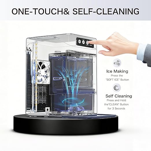Large Capacity Nugget Ice Makers Countertop One-Click Operation Self-Cleaning Portable Ice Maker 41lbs/24H with There is A Detachable 0.8 Gallons Water Tank Ice Machine