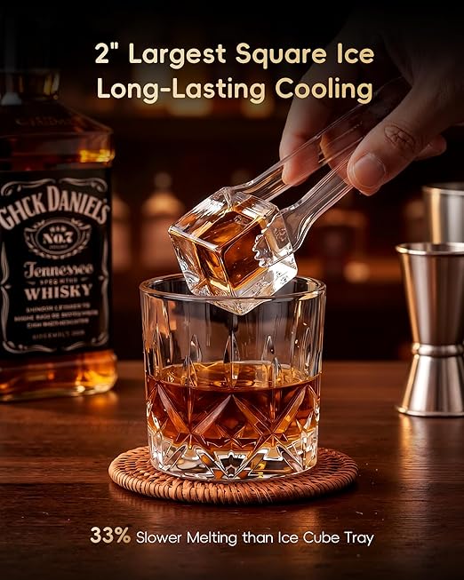 ecozy 2" Large Ice Cube Maker with CrystalFlux Technology, 2 pcs in 30 Mins with Eco Mode