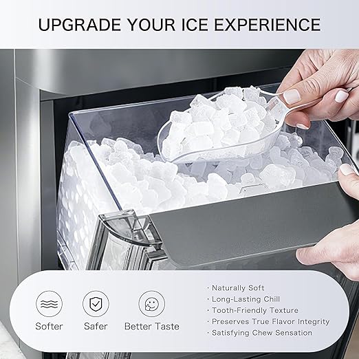 Large Capacity Nugget Ice Makers Countertop One-Click Operation Self-Cleaning Portable Ice Maker 41lbs/24H with There is A Detachable 0.8 Gallons Water Tank Ice Machine