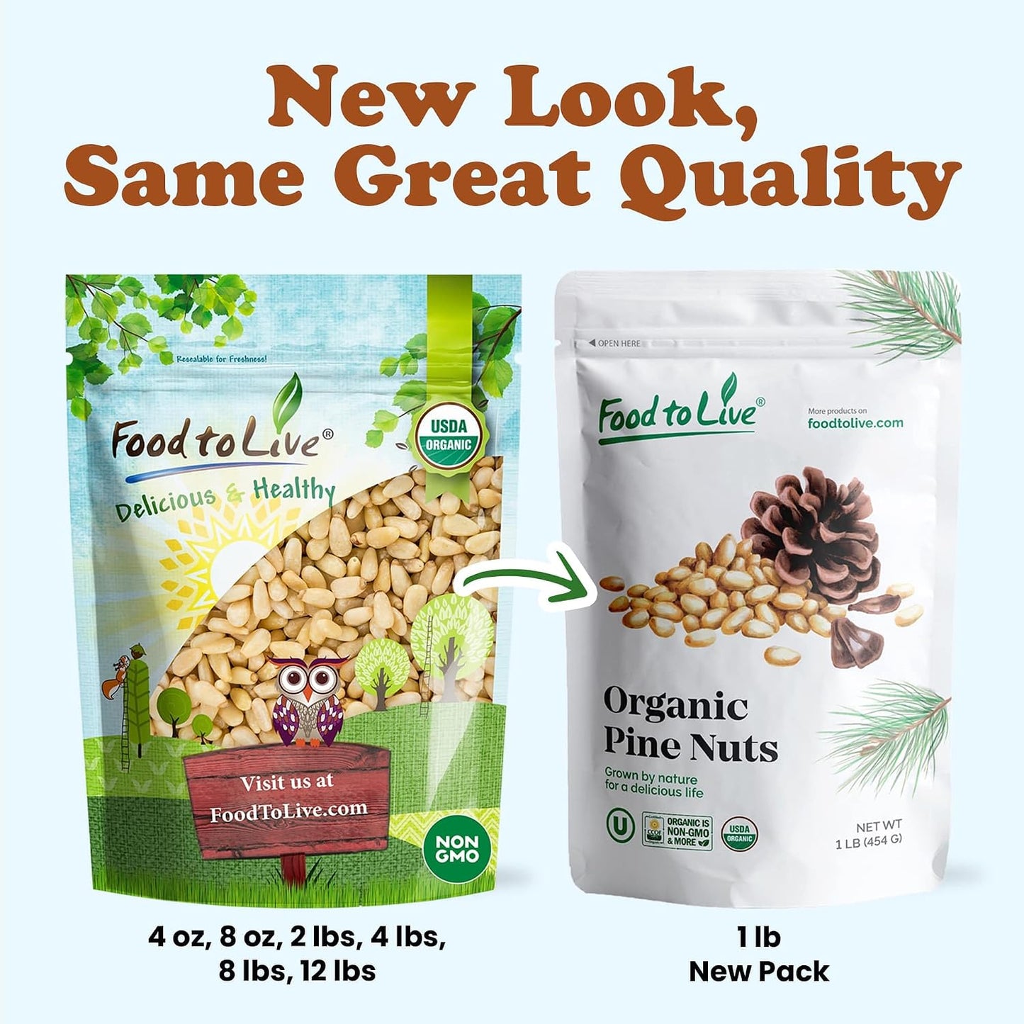 Food to Live Organic Pine Nuts, 18 Pounds – Non-GMO, Whole Raw Pignolias, Unsalted, No Shell, Vegan, Kosher, Bulk Snack. Rich in Vitamin E, Protein. Great for Pesto, Salads, Homemade Desserts