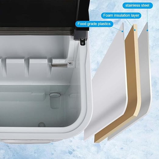 Countertop Ice Maker and Freezer, Nugget Ice Machine & Crushed Ice Maker Countertop for Home Office Bar Party, Portable | 26.5LBS/24H | Self-Cleaning