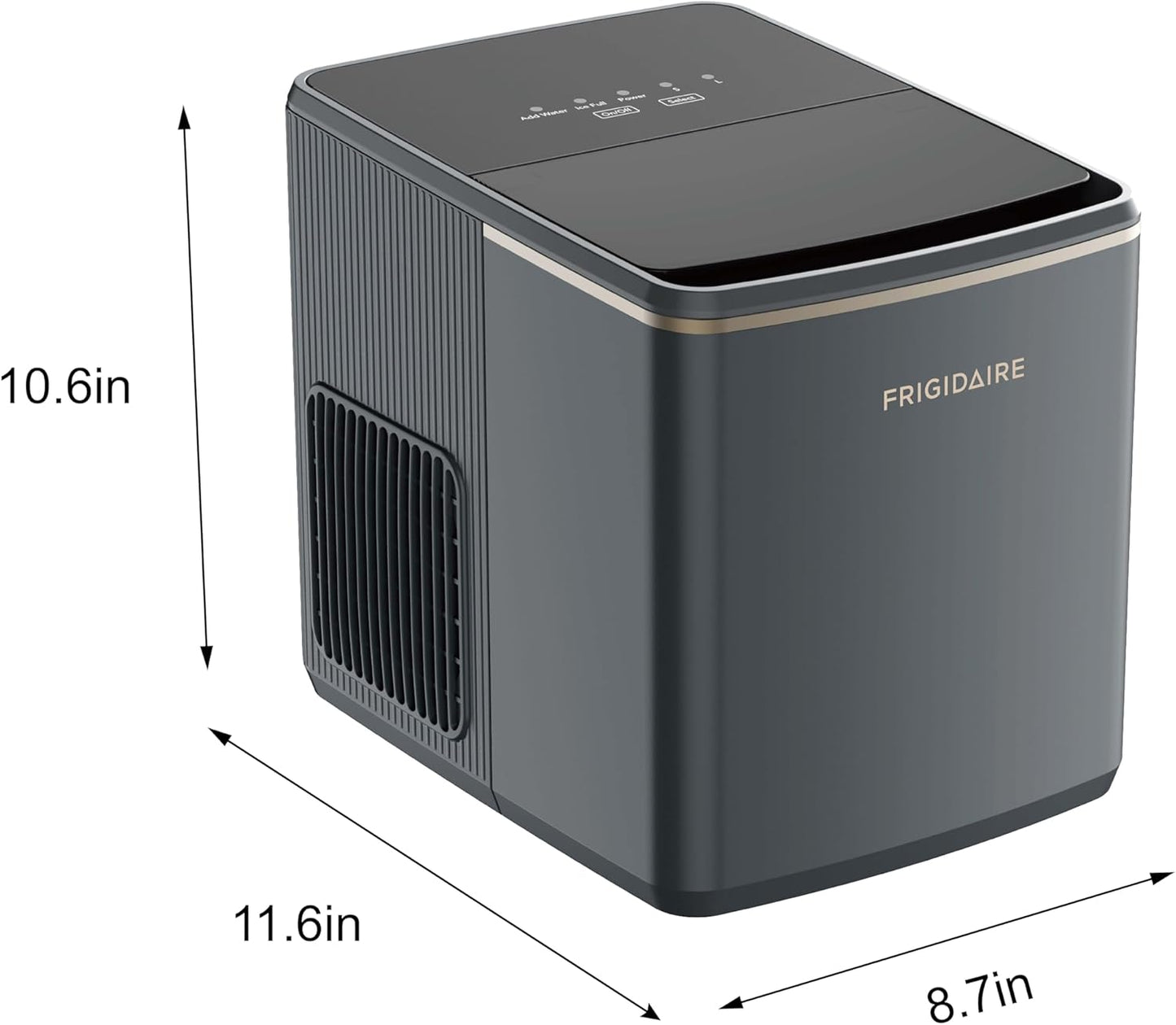 Frigidaire, Countertop Ice Maker, 26 lbs per Day – Fast Bullet Ice Making Machine with Touch Display, 9 Pieces in 7–15 Minutes, Portable Ice Machine for Home Kitchen