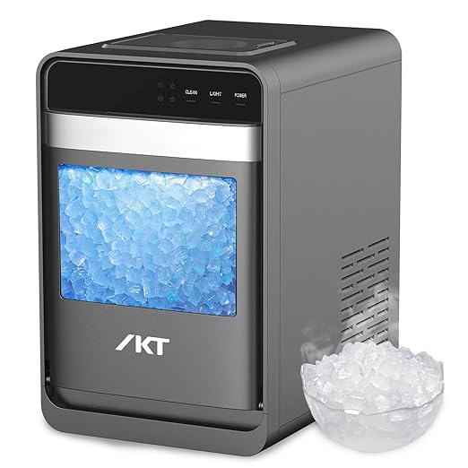 IKT Self Cleaning Countertop Nugget Ice Maker Machine with Ice Scoop 33lbs Daily Capacity Pellet Ice Maker Machine Black