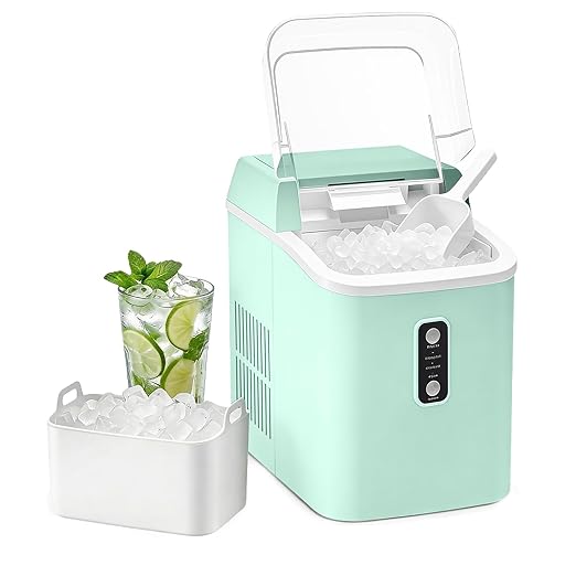 Nugget Ice Maker Countertop, Portable Ice Makers Machine with Removable Basket and Scoop, Self-Cleaning, Quiet, 6-Min Ready
