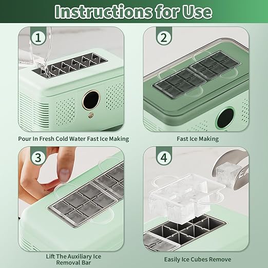 Countertop Ice Maker Machine, Portable Ice Machine with Self-Cleaning, Makes 12 Quickly, Quiet & Compact Ice Maker