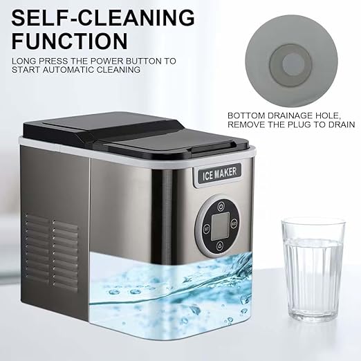 Countertop Ice Maker and Freezer, Nugget Ice Machine & Crushed Ice Maker Countertop for Home Office Bar Party, Portable | 26.5LBS/24H | Self-Cleaning