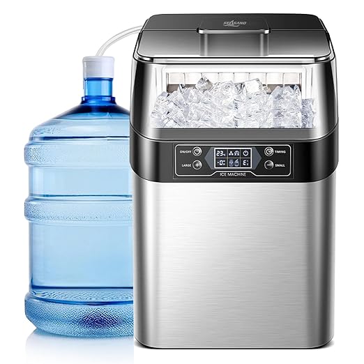 Ice Maker Countertop, 2 Ways to Add Water, 33lbs/24Hrs, 24 Pcs Ready in 13 Mins, Auto-Cleaning Portable Ice Maker with Basket and Scoop
