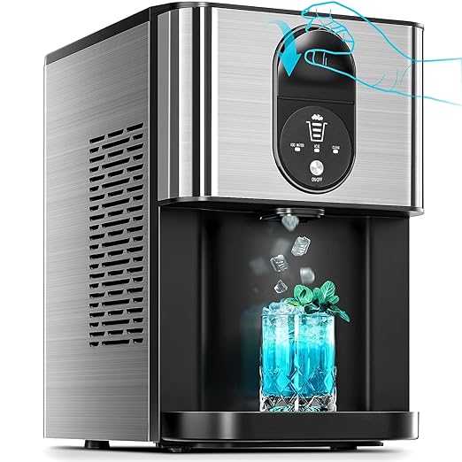 Kismile Countertop Nugget Ice Maker, 44lbs/24H Soft Chewable Pebble Ice Machine