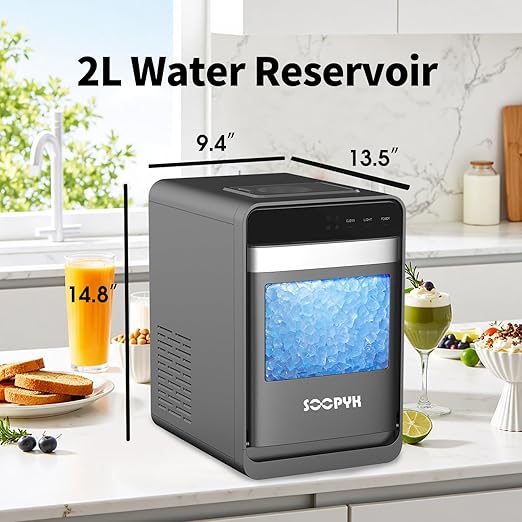 Self Cleaning Countertop Nugget Ice Maker Machine with Ice Scoop 33lbs Daily Capacity Pellet Ice Maker