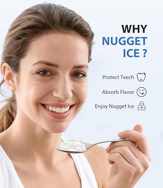 Nugget Ice Maker 40lbs/Day, Countertop Ice Maker Soft Chewable Ice, Ice Makers One-Click & Self-Cleaning, Crushed Pellet Ice Machine