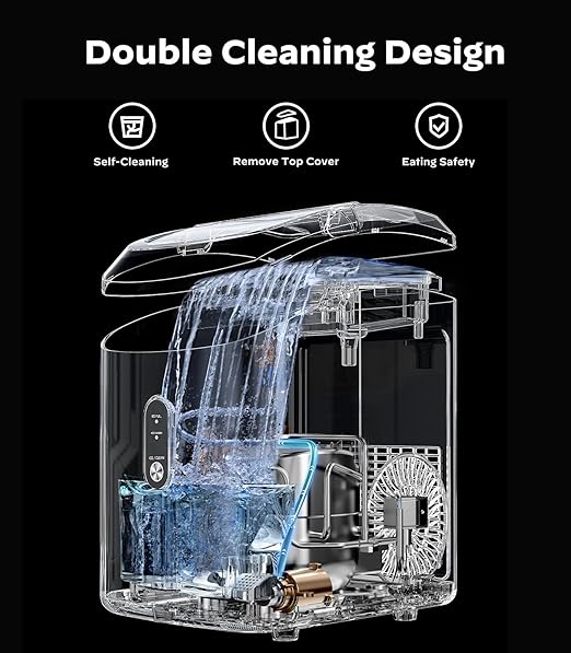 Nugget Ice Maker Countertop, Silonn Chewable Pellet Ice Machine with Self-Cleanin Function