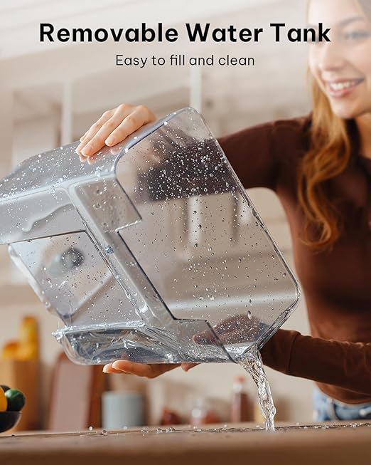 Ciays Nugget Ice Maker Countertop with 3L Detachable Water Tank and Timer Function, Pebble Ice Maker 35 lbs/24H Soft Chewable Ice, Self Cleaning Ice Machine
