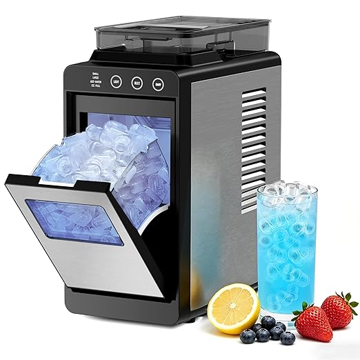 Electactic Countertop Ice Maker with 2L Dual Water Tank, 8 Bullet Ice Fast in 6 Mins, 26 lbs/Day, 2 Ice Sizes, Self-Cleaning Mode,Compact Portable Ice Machine