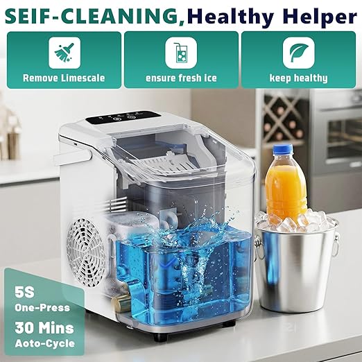 OLIXIS Countertop Ice Maker with Self-Cleaning, Portable Ice Maker Machine with Ice Scoop
