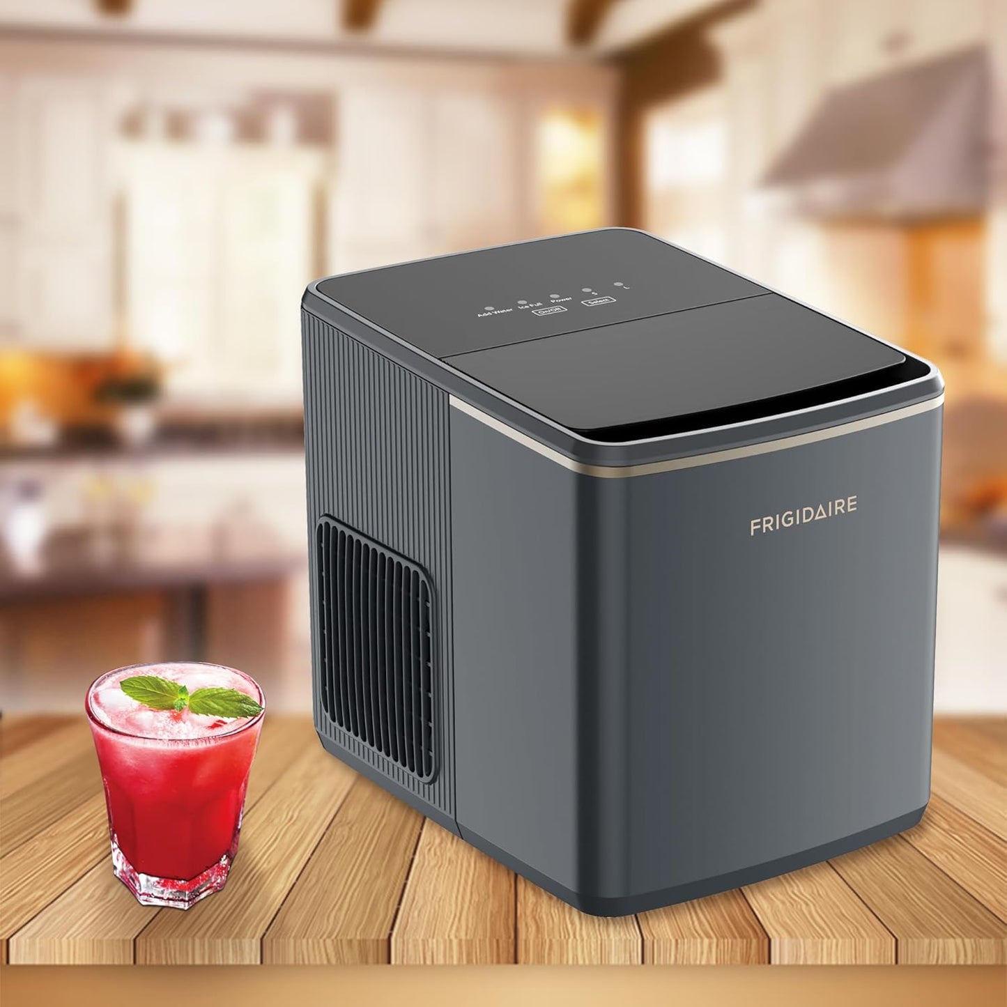 Frigidaire, Countertop Ice Maker, 26 lbs per Day – Fast Bullet Ice Making Machine with Touch Display, 9 Pieces in 7–15 Minutes, Portable Ice Machine for Home Kitchen