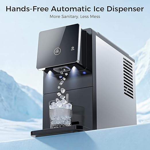 Nugget Countertop Ice Maker, 33 lbs/Day Chewable Pellet Ice Machine with Self-Cleaning, Auto Lighting & Measured Dispensing, Portable Pebble Ice Maker
