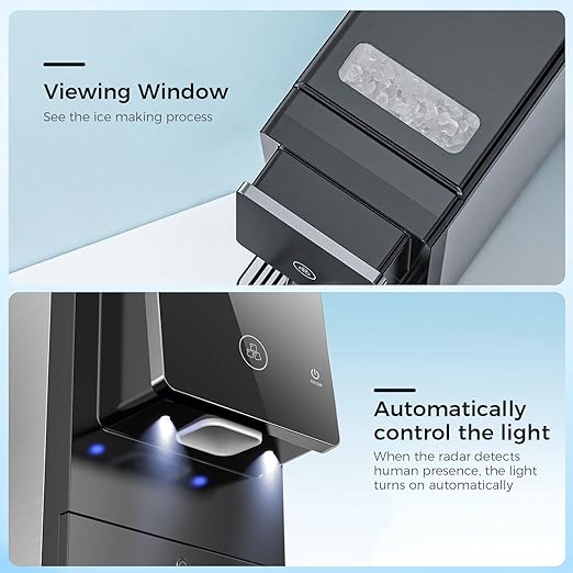 Nugget Countertop Ice Maker, 33 lbs/Day Chewable Pellet Ice Machine with Self-Cleaning, Auto Lighting & Measured Dispensing, Portable Pebble Ice Maker