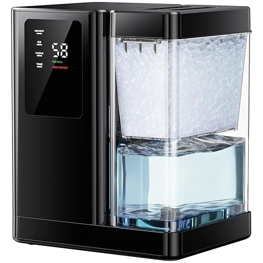 Ciays Nugget Ice Maker Countertop with 3L Detachable Water Tank and Timer Function, Pebble Ice Maker 35 lbs/24H Soft Chewable Ice, Self Cleaning Ice Machine