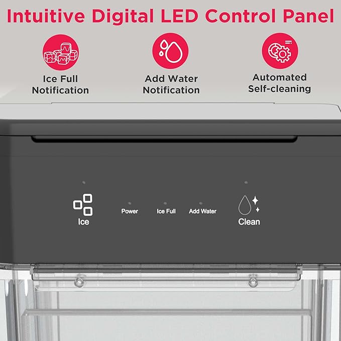 FRIGIDAIRE Nugget Ice Maker with Removable Tank, 38lb Daily Ice Production, 2.6 lb Ice Bin, Countertop Ice Maker with Pull-Out Ice Drawer