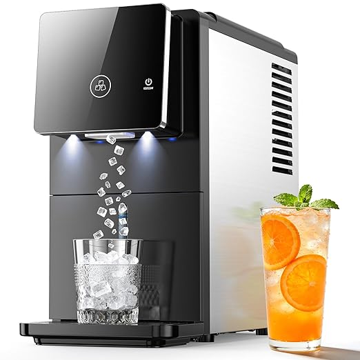 Nugget Countertop Ice Maker, 33 lbs/Day Chewable Pellet Ice Machine with Self-Cleaning, Auto Lighting & Measured Dispensing, Portable Pebble Ice Maker