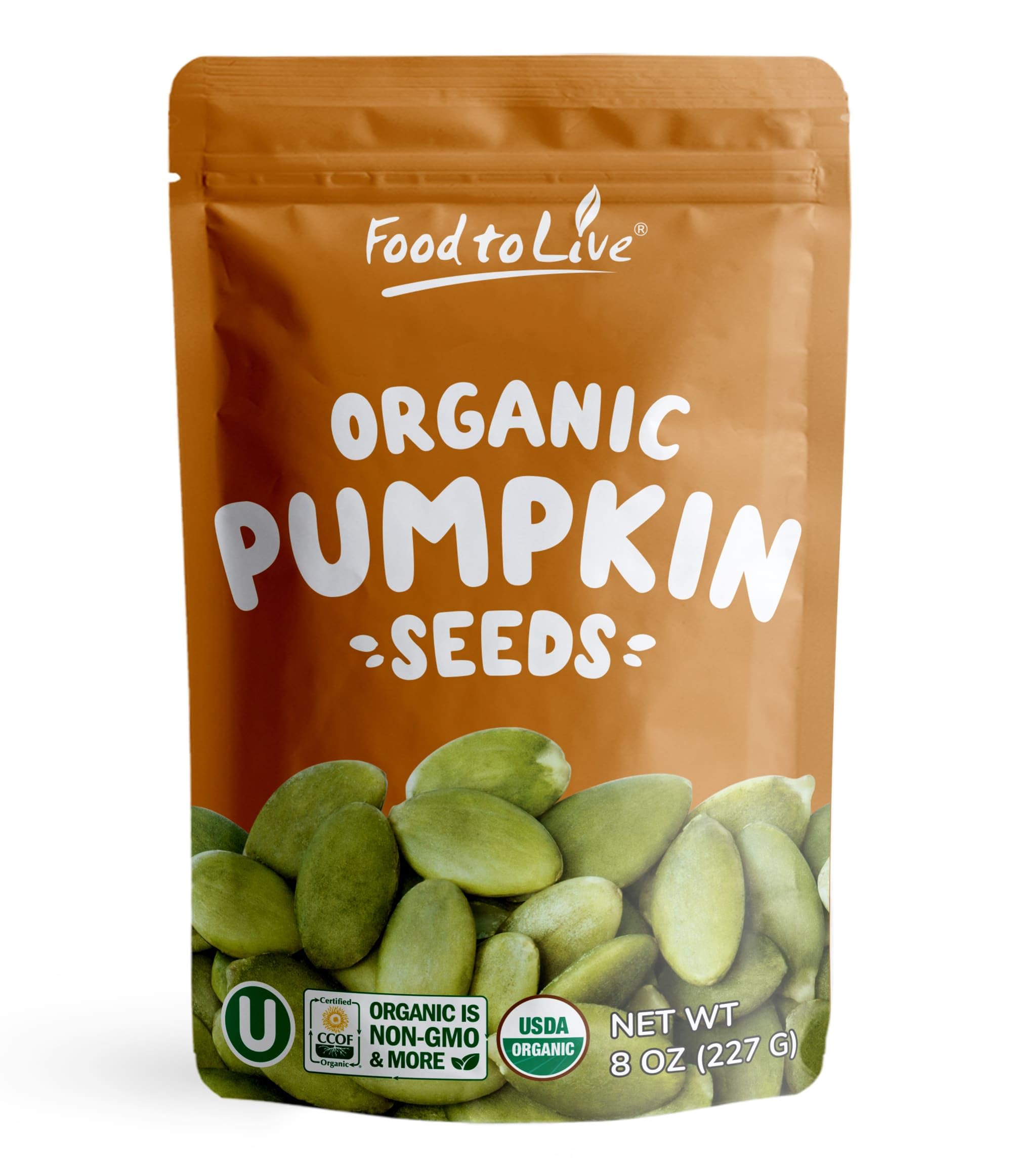 Food to Live Organic Sprouted Pumpkin Seeds, 8 Pounds Non-GMO, Raw Kernels, No Shell, Unsalted, No Oil, Vegan Kosher, Bulk. Keto Snack. High in Protein, Omega Fats. Topping for Salads, Oats, Yogurt