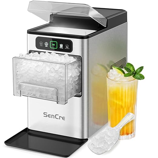 Nugget Ice Maker 40lbs/Day, Countertop Ice Maker Soft Chewable Ice, Ice Makers One-Click & Self-Cleaning, Crushed Pellet Ice Machine