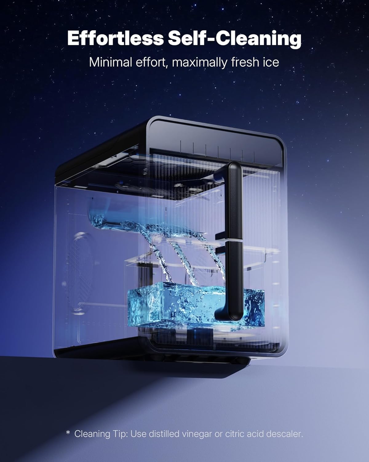 Upstreman Ice Maker Countertop, 9 Bullet Ice Cubes in 6 Mins, Detachable Water Tank, LED Light, Self-Cleaning Portable Ice Machine
