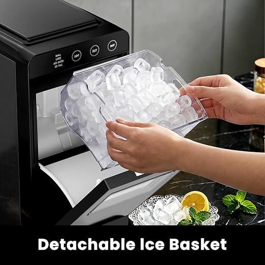 Electactic Countertop Ice Maker, 26Lbs Daily Ice Production, 0.8L Water Tank, Self-Cleaning, Adjustable Ice Size, One-Touch Operation, Interior Light, Portable Ice Maker