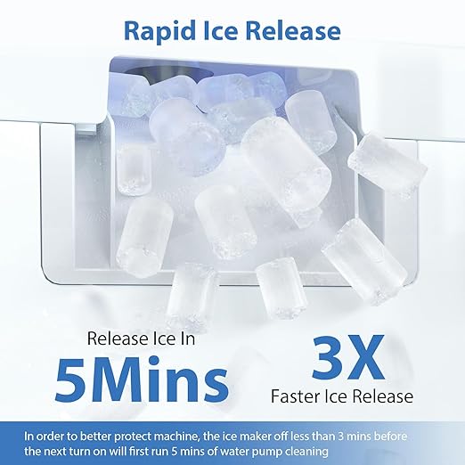 Aeitto Nugget Ice Maker Countertop, 55lbs/24H Ice Machine with 3.6L Water Tank&3.2Lbs Ice Basket, Self-Cleaning Pebble Ice Maker with Stainless Steel Housing for Home Office