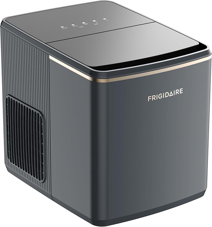Frigidaire, Countertop Ice Maker, 26 lbs per Day – Fast Bullet Ice Making Machine with Touch Display, 9 Pieces in 7–15 Minutes, Portable Ice Machine for Home Kitchen