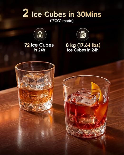 ecozy 2" Large Ice Cube Maker with CrystalFlux Technology, 2 pcs in 30 Mins with Eco Mode