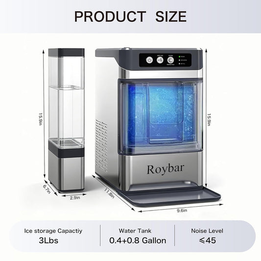 Large Capacity Nugget Ice Makers Countertop One-Click Operation Self-Cleaning Portable Ice Maker 41lbs/24H with There is A Detachable 0.8 Gallons Water Tank Ice Machine