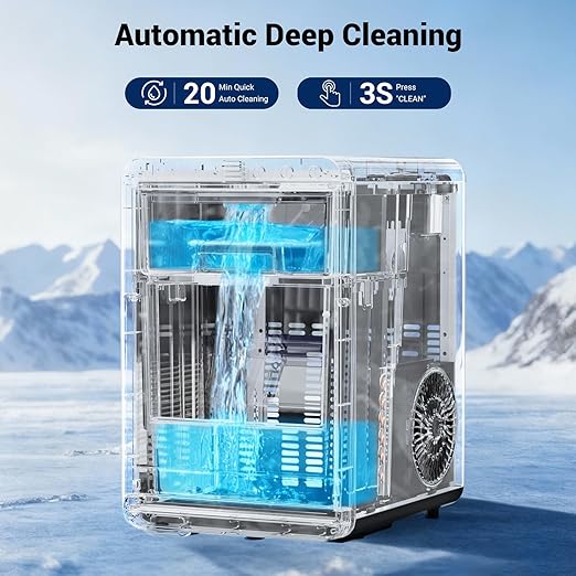 Nugget Ice Maker, 44lbs/24h Ice Makers Countertop, Self-Cleaning Pellet Ice Maker with LCD Display, 5-15 Minute Fast Ice Making, Chewable Ice Maker